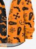 Plus Size Halloween Spider Web Bat Cross Ghost Face Colorblock Print Buttons Long Sleeve Shirt For Men -  