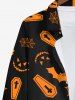 Plus Size Halloween Spider Web Bat Cross Ghost Face Colorblock Print Buttons Long Sleeve Shirt For Men -  