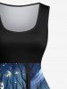 Robe Vintage Costume D'Halloween Plante Fantôme et Forêt Imprimés Grande Taille - Noir 2X