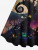 Robe D'Halloween Costume Lune et Arbre Imprimés Grande Taille - Multi-A 5X