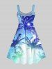 Plus Size Coconut Tree Ombre Colorblock Glitter 3D Print Hawaii Tank Dress -  