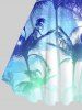 Plus Size Coconut Tree Ombre Colorblock Glitter 3D Print Hawaii Tank Dress -  