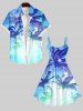 Plus Size Coconut Tree Ombre Colorblock Glitter 3D Print Hawaii Tank Dress -  