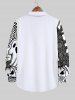 Plus Size Ghost Pumpkin Cat Tree Bat Skull Plaid Glasses Spider Web Print Halloween Button Shirt For Men -  