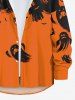 Plus Size Skull Ghost Bat Two Tone Print Halloween Button Shirt For Men -  