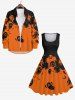 Plus Size Skull Ghost Bat Two Tone Print Halloween Costume Vintage Swing A Line Dress -  