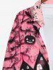 Plus Size Bat Pumpkin Tree Branch Cat Ink Painting Castle Print Halloween Button Shirt For Men -  