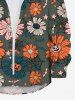 Plus Size Pumpkin Daisy Flower Bat Star Spider Web Print Halloween Button Shirt For Men -  