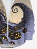 Plus Size Pumpkin Tree Branch Print Halloween Ombre Button Shirt For Men -  