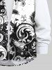 Plus Size Two Tone Paisley Floral Leaf Print Long Sleeve Hawaii Shirt For Men -  