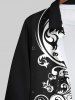 Plus Size Two Tone Paisley Floral Leaf Print Long Sleeve Hawaii Shirt For Men -  