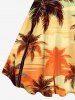 Plus Size Colorful Coconut Tree Sea Print Hawaii Ombre A Line Tank Dress -  