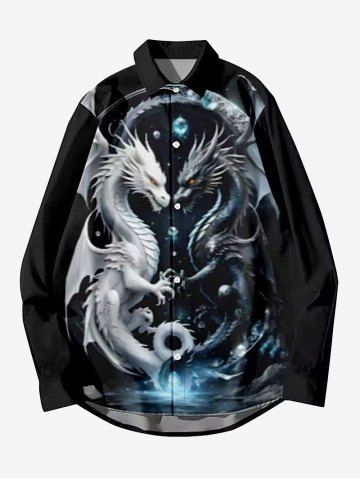 Chemise D'Halloween Bouton Planète Galaxie Dragon Imprimés de Grande Taille pour Homme