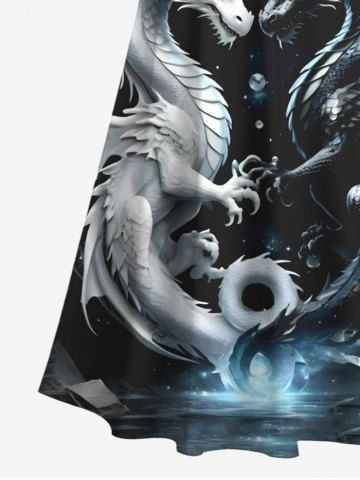 Plus Size Dragon Planet Galaxy Print Halloween Costume Crisscross A Line Maxi Dress