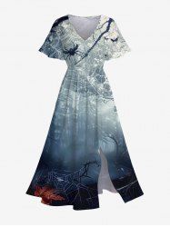 Robe Mi-Longue Ligne A Forêt D'Erable Ombrée de Grande Taille avec Poche - Multi-A 2X