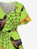 Halloween Costume Spider Web Hat Boots Broom Print Plus Size Matching Outfit For Couples -  