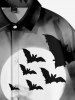 Plus Size Bat Moon Ombre Midnight Print Halloween Button Shirt For Men -  