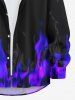 Plus Size Fire Flame Print Halloween Button Shirt For Men -  