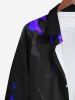 Plus Size Fire Flame Print Halloween Button Shirt For Men -  