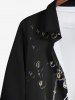 Plus Size Chain Bead Spider Web Print Halloween Button Shirt For Men -  