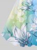 Plus Size Flowers Leaf Ombre Colorblock Bubble Print Hawaii Tank Dress -  
