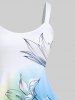 Plus Size Flowers Leaf Ombre Colorblock Bubble Print Hawaii Tank Dress -  