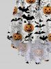 Robe D'Halloween à Bretelle Asymétrique Citrouille Chauve-souris et Toile D'Araignée Imprimés de Grande Taille - Multi-A 3X