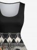 Robe D'Halloween Vintage Citrouille Chauve-souris Imprimés Grande Taille - Noir 4X