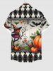 Plus Size Halloween Costume Pumpkin Bat Pixie Fruits Print Buttons Pocket Shirt For Men -  
