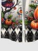 Plus Size Halloween Costume Pumpkin Bat Pixie Fruits Print Buttons Pocket Shirt For Men -  