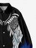 Plus Size Feather Wing Ombre Cloud Print Halloween Button Shirt For Men -  