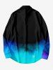 Plus Size Feather Wing Ombre Cloud Print Halloween Button Shirt For Men -  