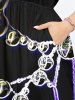Robe D'Halloween Mi-Longue Ligne A à Chaîne Toile D'Araignée Imprimée de Grande Taille avec Poche - Noir 1X