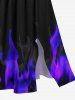 Robe Mi-Longue Ligne A Flamme et Feu Imprimé avec Poche de Grande Taille - Noir M