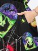 Robe D'Halloween Mi-Longue Fendue Cœur et Fantôme Imprimés de Grande Taille - Noir M