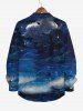 Plus Size Halloween Costume Pumpkin Ghost Scarecrow Star Tree Print Buttons Long Sleeve Shirt For Men -  
