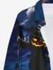 Plus Size Halloween Costume Pumpkin Ghost Scarecrow Star Tree Print Buttons Long Sleeve Shirt For Men -  