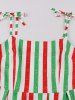 Plus Size Stripes Print Tie Bowknot Cami Vintage Dress -  