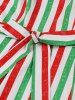 Plus Size Stripes Print Tie Bowknot Cami Vintage Dress -  