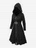 Plus Size Full Zipper Cable Knit Textured Solid Hooded Long Sleeve Sweater Coat with Scalloped Sector Belt -  