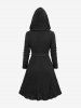 Plus Size Full Zipper Cable Knit Textured Solid Hooded Long Sleeve Sweater Coat with Scalloped Sector Belt -  