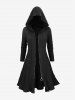Plus Size Full Zipper Cable Knit Textured Solid Hooded Long Sleeve Sweater Coat with Scalloped Sector Belt -  