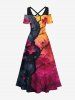Halloween Costume Tree Branch Watercolor Floral Ombre Colorblock Print Plus Size Matching Set For Couples -  