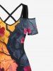 Halloween Costume Tree Branch Watercolor Floral Ombre Colorblock Print Plus Size Matching Set For Couples -  