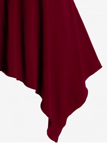 Plus Size Lace Up Zipper Crisscross Handkerchief Tank Top