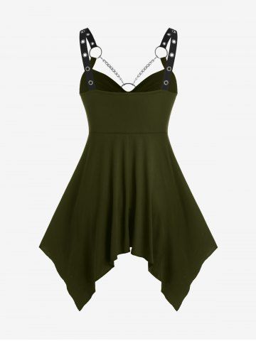 Plus  Size Gothic O Ring Chains Handkerchief Tank Top