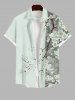 Colorblock Peach Blossom Flower Branch Print Plus Size Matching Hawaii Beach Outfit For Couples -  