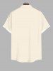 Plus Size Tropical Leaf Hibiscus Flower Print Buttons Pocket Hawaii Shirt For Men -  