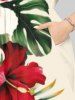 Plus Size Tropical Leaf Hibiscus Flower Print Split Hawaii Midi Dress -  