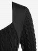 Plus Size Cable Knit Panel Mixed Media Lace Up Tee -  
